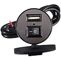 SHRSKY 2.1 AMP Motorcycle Bike Mobile Phone USB Charger Power Adapter (12-24V) Universal for All Bikes & All Gearless Scooters, Waterproof Power Adapter Socket - Black