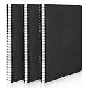 Shuang You A5 size Hardcover Spiral Plain Travel Writing Notebooks, Notepad Sketchbook, Students College Office Business Subject Diary Spiral Book Journal (Black, 3)