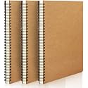 SHUANGYOU A5 size Hardcover Spiral Plain Travel Writing Notebooks, Notepad Sketchbook, Students College Office Business Subject Diary Spiral Book Journal (Brown, 3)