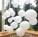 SHUANG YOU Decorators 12 inch Hanging Paper Lantern Ball Lamp Shade (30 x 30 cm, White) - 10 Pieces White Paper Hanging Lantern