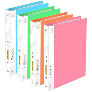 shuban 40 pocket set of 4 fs size presentation display book folder file binders with plastic clear sleeves document organizer for music sheets artwork drawing for school office