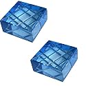 Shuban Stylish Rainbow Acrylic Paper Weight for Office Study Table Stylish Gifting Items (6x6x3 Cm) (Blue-2 Pcs)