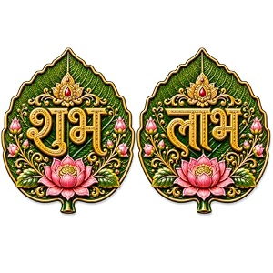 shubh labh wall sticker set of 2 acrylic main door entrance hanging 4 inch