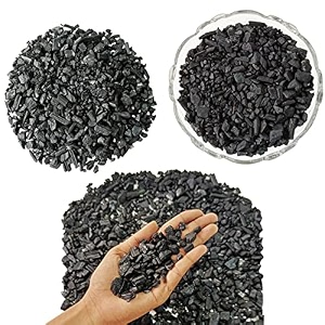 shubhanjali crystal black tourmaline chips 100 gm natural healing crystal stone for protection reiki meditation vastu crystals collection home decor amp jewellery making