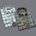 SHUBHFLAX Men Checkered Casual Green Light Green