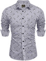 SHUBHFLAX Men Printed Casual Grey Shirt