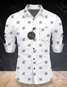 SHUBHFLAX Men Printed Casual White Shirt
