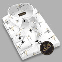 SHUBHFLAX Men Printed Formal White Shirt