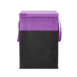 laundry bagcloth storage baglaundry basket with lid big size foldable with zip pack of 1 purpleblack