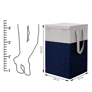 laundry bag - foldable cloth storage bag with zip big size laundry basket with lid - greynblue pack of 1