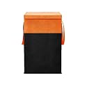 Laundry Bag|Cloth Storage Bag|Laundry Basket With Lid - Big Size, Foldable With Zip - Pack Of 1 (Orange/Black)