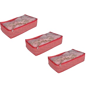 lehanga cover in garment organizers  storage for wedding travel saree sari bridal  lehenga bags with zip pack of 3 red