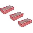 Lehanga Cover in Garment Organizers | Storage for Wedding Travel Saree Sari Bridal | Lehenga Bags With Zip (Pack of 3, Red)