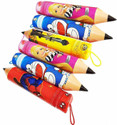 ShubhKraft Pencil Shape Stationary Organizer Box Pen/Pencil Case Cartoon Printed Creative Design Box for Girls and Boys,Pencil Pouches, Stationary Pouches for Kid with Pencil Shape Pouch, Multicolour (Pack of 6) Cartoon Print