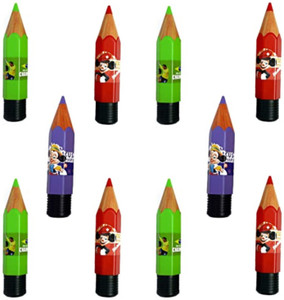 shubhkraft return gifts for kids pencil shape stationery pouchboxes for girlsboys pencil box multicolour pack of 10 cartoon printed art plastic pencil boxes