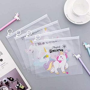 shubhkraft transparent stationary pouch unicorn art plastic pencil bo ideal for birthday return gits for kids pack of 12 unicorn art plastic pencil boxes