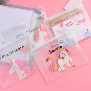 shubhkraft unicorn animal art plastic pencil box pouches for school stationary item birthday return gits for kids pack of 6 unicorn art plastic pencil boxes