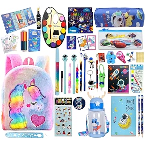 36pcs unicorn all school stationery for girls art amp craft stationery with zipper fur shoulder bag pen pencil eraser diary party favor return birthday gift for sister daughter friend spc36