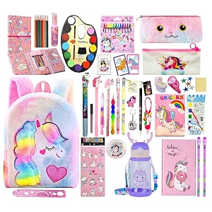 36pcs unicorn all school stationery for girls art amp craft stationery with zipper fur shoulder bag pen penciunicorl eraser diary party favor return birthday gift for sister daughter friend