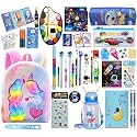 36pcs Unicorn All School Stationery for Girls Art &amp; Craft Stationery with Zipper Fur Shoulder Bag Pen Pencil Eraser Diary Party Favor Return Birthday Gift for Sister Daughter Friend (SPC36)