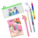 Polyester Unicorn Theme Party Favor Set for Girls - Diary, Bag, Pen, Pencil, Pouch (Style 4, Frozen) - Pink