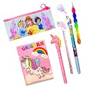 Unicorn Theme Return Gift Set for Girls - Party Favor With Diary, Bag, Pen, Pencil, Pouch for Kids (Style 4, Cyndrella), Ink Black