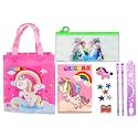 Polyester Unicorn Theme Party Favor Set for Girls - Diary, Bag, Pen, Pencil, Pouch Gift Set (Style 3, Frozen) - Pink