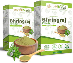 shudhveda 100 pure  natural bhringraj powder for hair growth - pack of 2 100 g