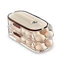 Egg Holder for Fridge,28 Auto Rolling Egg Container Clear&amp; Lid