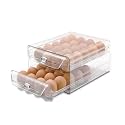 Clear large 40 Egg Holder for Fridge with Drawers,Fresh Egg Organizer for Refrigerator,Stackable Egg Storage Dispenser for Refrigerator with Time Scale,High Capacity Container