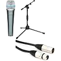 Shure Beta 57A Supercardioid Dynamic Instrument Microphone with Tripod Stand and XLR Cable for Studio or Live Performance