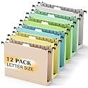 SHUTEX Plastic Hanging File Folder, 12 Pack, Letter Size, Pastel Colors