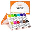 Shuttle Art 144 Pack Permanent Markers, Permanent Marker Assorted Colors, 12 Bright Colors Fine Point Permanent Markers For Kids and Adult Coloring on Wood, Stone, Glass as Office, School Supplies