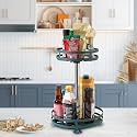 Shuttle Art|2 Tier Lazy Susan Turntable Cabinet Organizer|Space-Saving Spinning Rack for Kitchen Essentials, Makeup, and Office Items,Holder for Cabinets,Kitchen Storage,Cosmetic Storage|Green