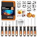 Shuttle Art 20 PCS Halloween Pumpkin Carving Kit, 10 PCS Professional Heavy Duty Stainless Steel Pumpkin Carving Tools with 10 Pumpkin Stencils and Carrying Case, Safe and Durable for Kids Adults