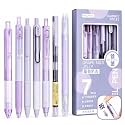 Shuttle Art Aesthetic Purple Gel Pen Set of 7, Cute Kawaii Black Ink Writing Pens, Fine Point Smooth Journal Pens, School Office College Stationery Supplies,Gift Set for Girls Women Students Teachers