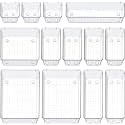 SHUTTLE ART Desk Drawer Organizer Tray Drawer Organizers Dividers Storage Case Adjustable Storage Container Organizers For Office Kitchen - Multi-purpose and Customize(13 Pcs Tray,Transparent)