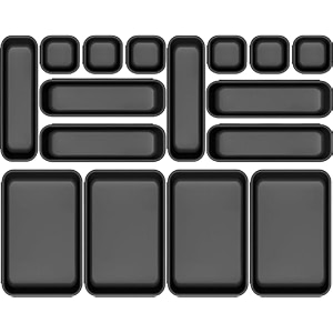 shuttle art desk drawer organizers trays set plastic storage bins bathroom drawer tray dividers vanity trays organizer for bedroom dresser makeup kitchen utensil office 16 pcs trayblack