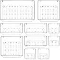 SHUTTLE ART Desk Drawer Organizers Trays Set Clear Plastic Storage Bins Bathroom Drawer Tray Dividers Vanity Trays Organizer for Bedroom Dresser Makeup Kitchen Utensil Office(10 Pcs Tray,Transparent)