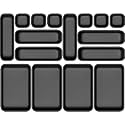 Shuttle Art Desk Drawer Organizers Trays Set, Plastic Storage Bins Bathroom Drawer Tray Dividers Vanity Trays Organizer for Bedroom Dresser Makeup Kitchen Utensil Office (16 Pcs Tray,Black)
