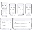SHUTTLE ART Desk Drawer Storage Organizer Set Kitchen Organizer,Makeup Organizer Dividers Vanity Tray Set,Desk Drawer Divider Tray,Multi-Purpose Stationery Organizer(7 Pcs Tray,Transparent)