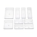 Shuttle Art Drawer Organizer Set Clear Plastic Desk Drawer Dividers Trays Dresser Storage Bins Separation Box for Makeup,Jewelries and Gadgets,Bedroom,Bathroom,Office(9 Pcs Tray,Transparent)