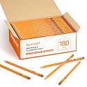 Shuttle Art Wood-Cased #2 HB Pencils, 180 Pack Sharpened Yellow Pencil with Erasers, Bulk Pack Graphite Pencils for School and Teacher Supplies, Writing, Drawing and Sketching