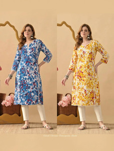 shyam club Women Floral Print Straight Kurta