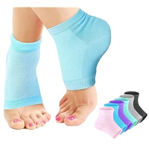 silicone gel heel pad socks for pain relief - self-adhesive heel inserts cushion padshigh heel pads shoe bite protector heel grips liners cotton gel socks