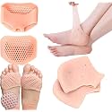 Silicone Gel Heel Pad Socks for Pain Relief - Self-Adhesive Heel Inserts Cushion Pads,High Heel Pads Shoe Bite Protector Heel Grips Liners (Toe Heel+Heel Pad)
