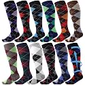 Shyyween 12 Pairs Men Knee High Compression Socks