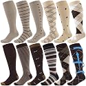 Shyyween 12 Pairs Men Knee High Compression Socks