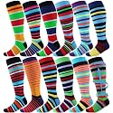 Shyyween 12 Pairs Men Knee High Compression Socks
