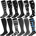 Shyyween 12 Pairs Men Knee High Compression Socks